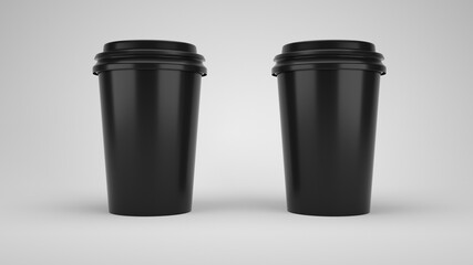 Black Paper Coffee Cups Mockup 3D illustration