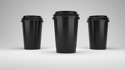 Black Paper Coffee Cups Mockup 3D illustration