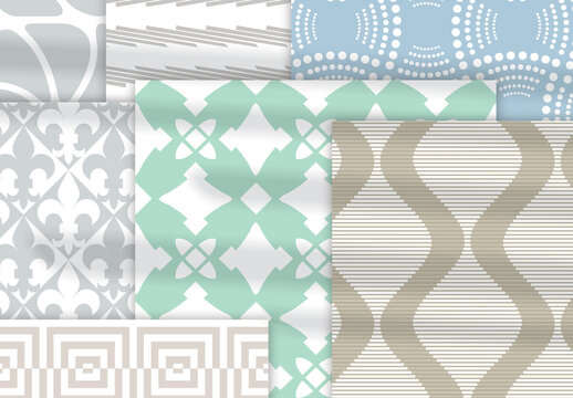 Pastel Colored Simple Geometric Seamless Pattern Collection