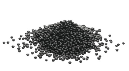 Black beluga lentils isolated on white background
