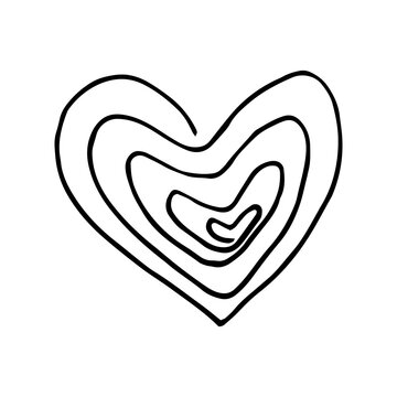 heart spiral icon, sticker. sketch hand drawn doodle. vector scandinavian monochrome minimalism. symbol, valentines day, love.