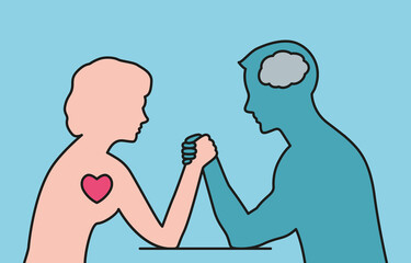 man versus woman, confrontation and competition. family