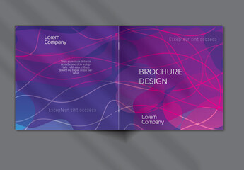 Brochure Cover Layout with Gradient Abstract Wavy Shapes and Lines