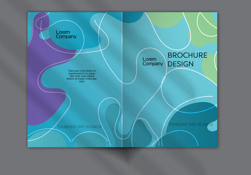 Brochure Cover Layout with Abstract Gradient Wavy Shapes and Lines