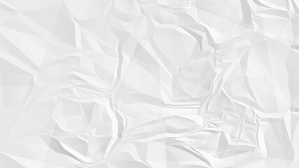 White crumpled sheet of paper. Realistic illustration of crushed empty blank paper page. Creased and wrinkled paper texture background.