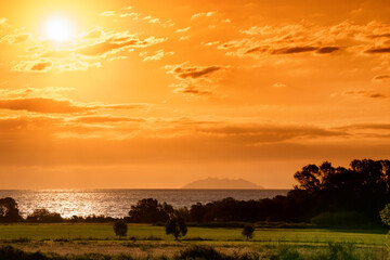 Montechristo island view from eastern coast of Corsica 