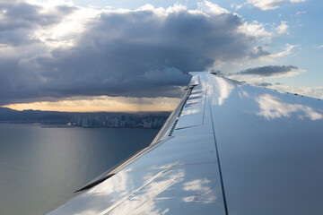 Jet plane wing with Panama City