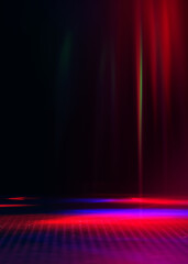 Naklejka premium Neon abstract light rays on a dark background. Light effect, laser show, surface reflection. Ultraviolet radiation, nightclub. 3d illustration