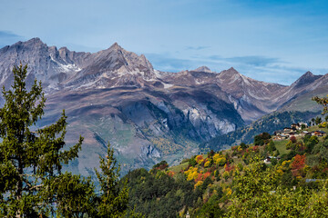 Fototapeta premium Alpine landscape of the French alps near Montvalezan in Savoie , France