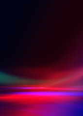 Fototapeta premium Neon abstract light rays on a dark background. Light effect, laser show, surface reflection. Ultraviolet radiation, nightclub. 3d illustration