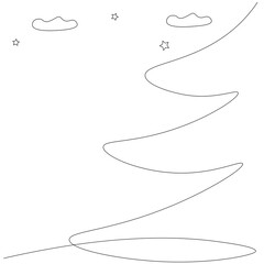 Christmas tree drawing on white background. Vector illustration