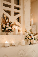 elegant wedding decorations made of natural flowers and green elements