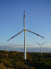 wind turbine with beautiful blue sky, Portoscuso,south Sardinia
