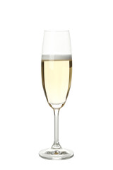 Glass of champagne drink isolated on white background