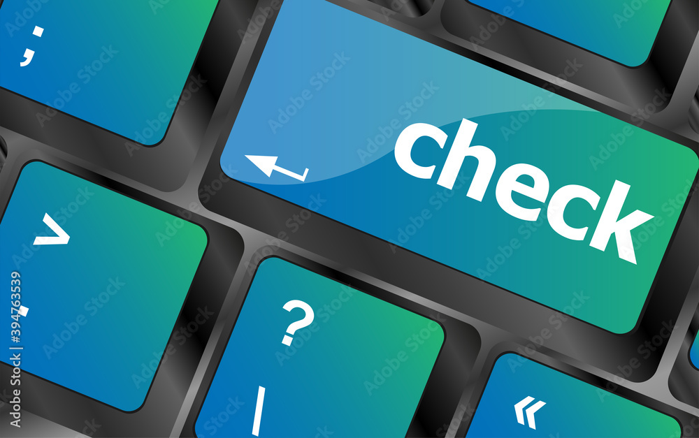 Poster check button on computer pc keyboard key