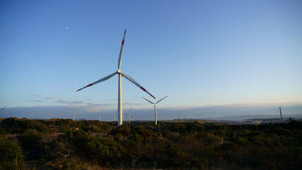 wind turbine with beautiful blue sky, Portoscuso,south Sardinia
