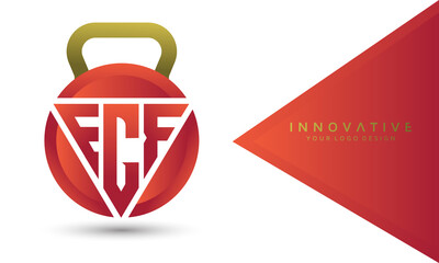 Letter FCF design, physical fitness FCF logo template, Gym Logo Icon Design Vector Stock