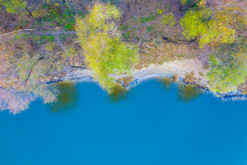 Aerial perspective of autumn forest and creek, Lake of the Clouds,  Wilderness