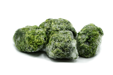 frozen spinach isolated on white background