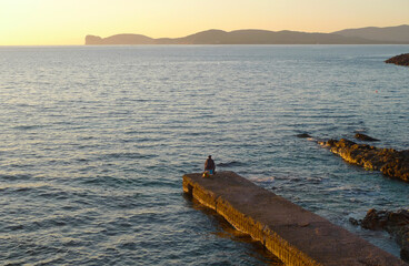 Naklejka premium view from seafront bastions in alghero, sardinia, italy