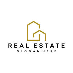 Real Estate Home Building Logo Design. Vector Graphic