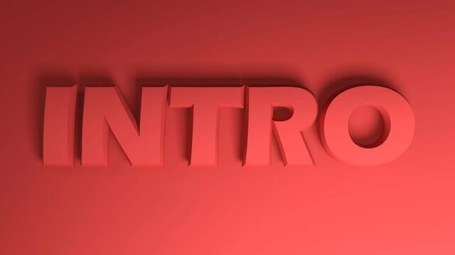 The red write INTRO stays for INTRODUCTION passes on red background from right to left side - 3D rendering banner video clip animation
