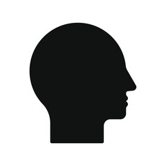 Human head shape vector icon. Person side profile silhouette sign. Man face symbol. Avatar portrait logo. Clip-art illustration. Isolated on white background.