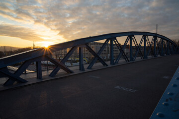 Blaue Brücke Freiburg Sonnenuntergang