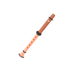 Musical instrument Flute, reedpipe, penny-trumpet. Vector isolated object