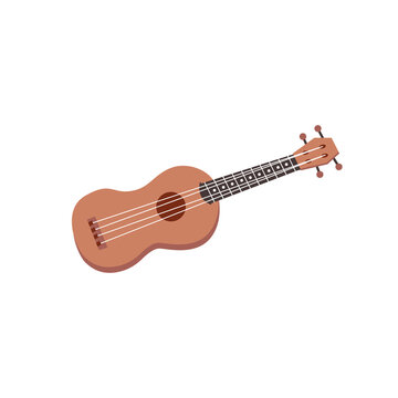 Small musical ukulele guitar. Vector isolated object