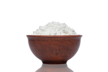 cottage cheese in a clay plate