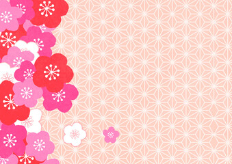 梅をモチーフにした年賀状にも使える背景素材