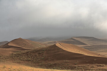 Fototapeta na wymiar Early morning-misty light over the Badain Jaran Desert. Inner Mongolia-China-1133