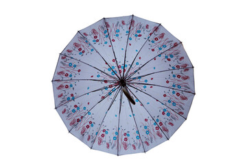 Bottom view of umbrella on isolated white background