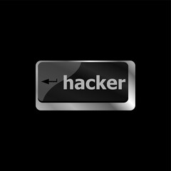 hacker word on keyboard, attack, internet terrorism concept