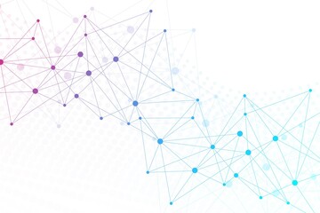 Geometric abstract background with connected line and dots. Structure molecule and communication. Big Data Visualization. Medical, technology, science background. Vector illustration.