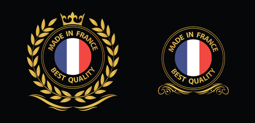 made in France vector stamp. badge with France flag	
