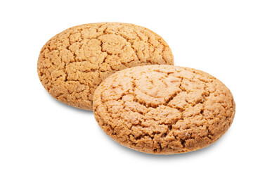 Fresh sweet healthy oatmeal cookies on a white isolated background