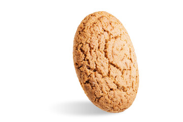 Fresh sweet healthy oatmeal cookies on a white isolated background