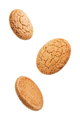Fresh sweet healthy oatmeal cookies on a white isolated background