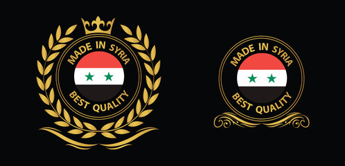 made in Syria vector stamp. badge with Syria flag	
