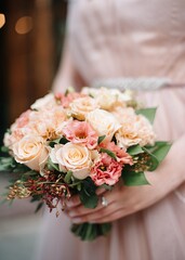 Obraz na płótnie Canvas wedding bouquet in hands of bride