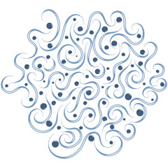 blue wavy pattern with elements of berries in a circular shape
