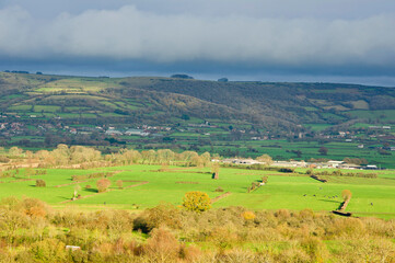 Fototapeta na wymiar Autumn landscape, Mendip Hills and Cheddar Valley, Somerset