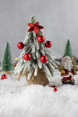 Christmas background. Festive Christmas background. Christmas card background. Christmas tree, santa, snow.