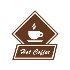 Coffee logo design for coffee shop, cafe, coffee house. Vector, monochrome, isolated illustration.