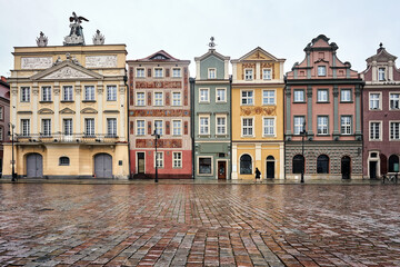 Naklejka na ściany i meble facades of historic tenements on the Old Market Square