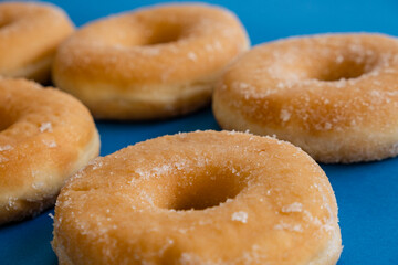 doughnuts on blue background