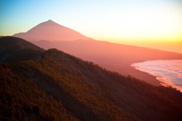 Teide volcano in the light of the setting sun, Tenerife, Spain