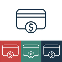 Linear vector icon with credit card